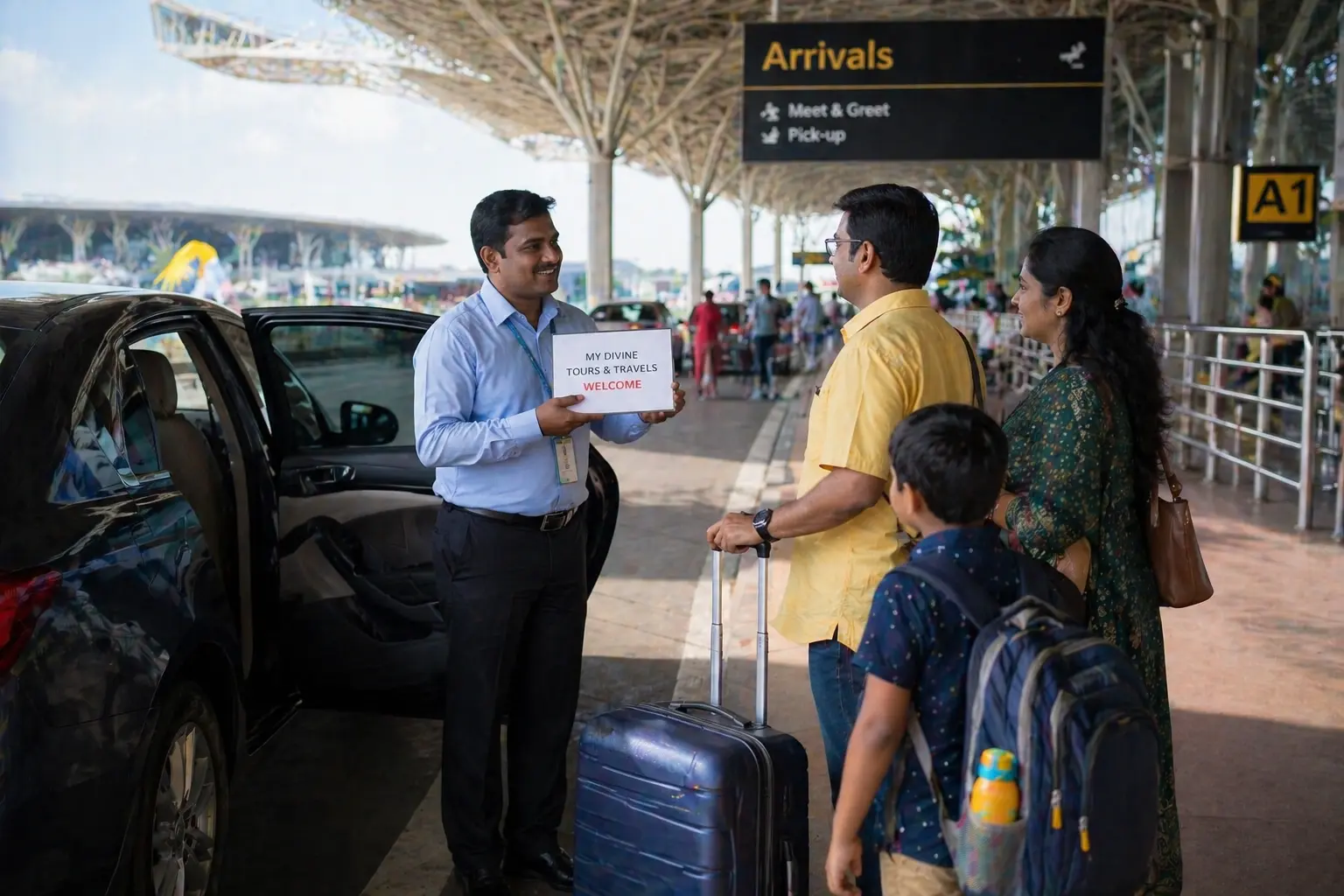 Airport pickup service for temple tours